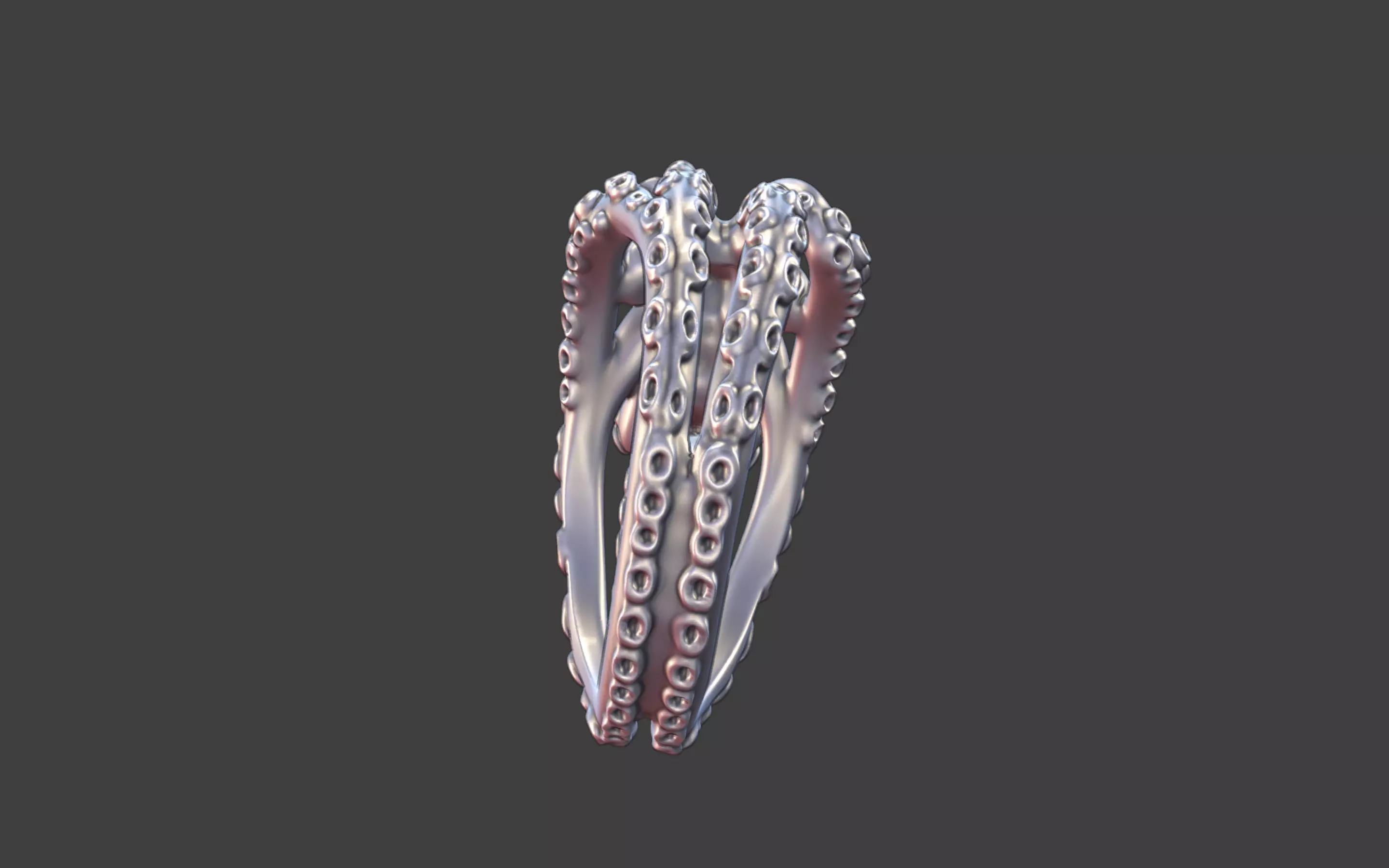 Octopus Silver tentacle Ring 3D print model_14