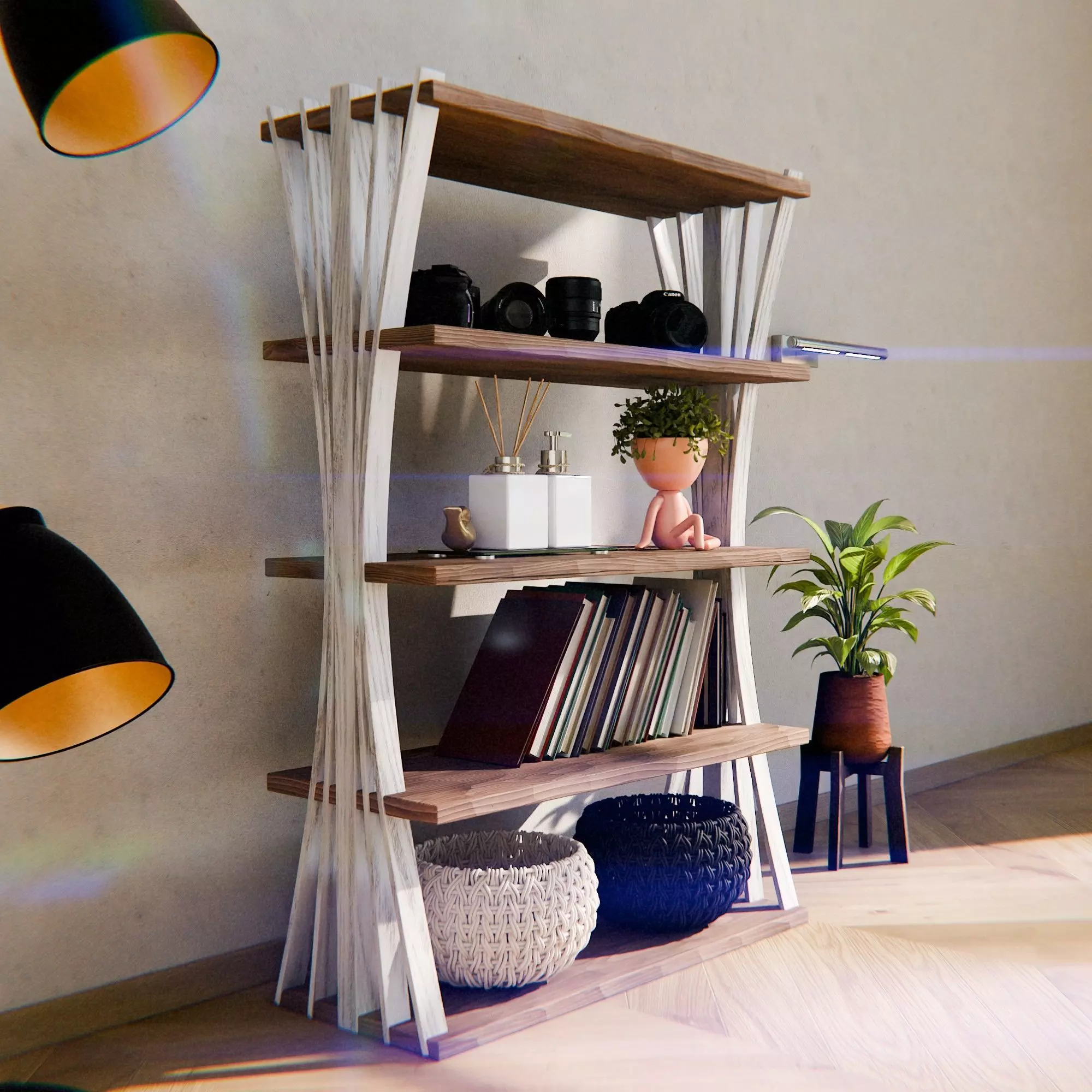 Modern Abstract Bookshelf 3D Model 3D model_2