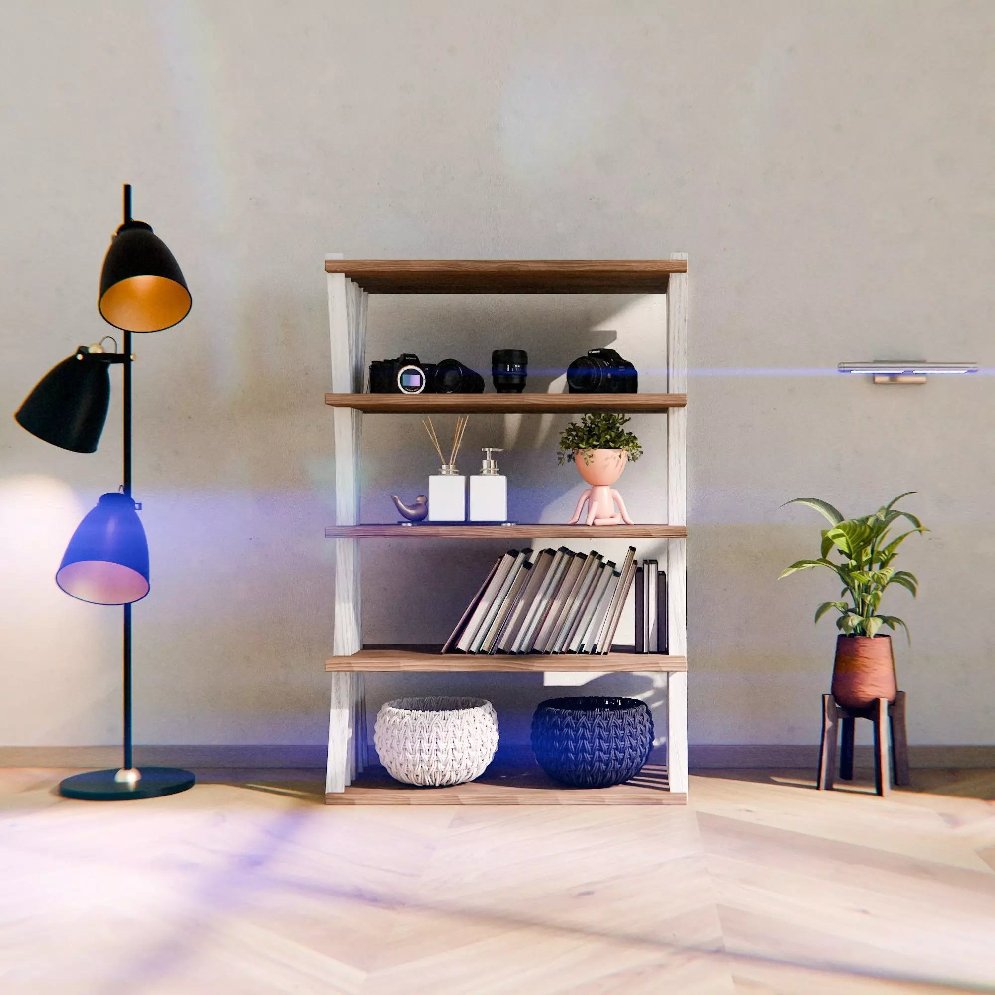 Modern Abstract Bookshelf 3D Model 3D model_3