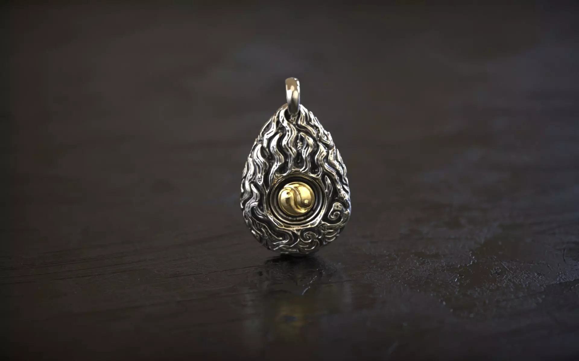 Golden Kung Fu Flame Pendant 3D print model