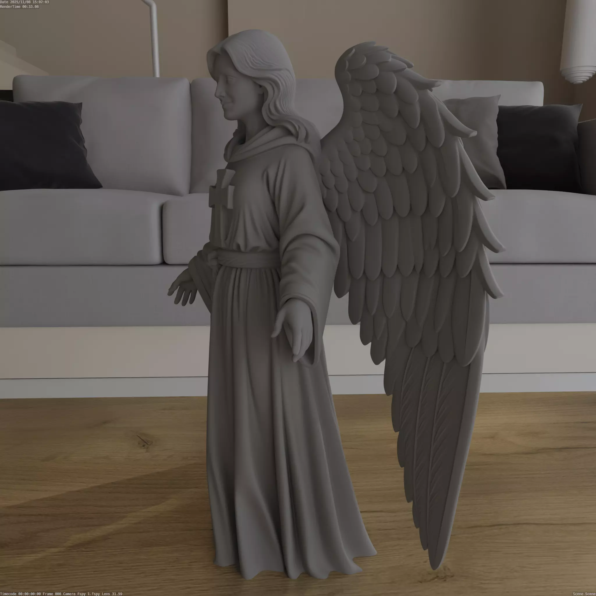 Smiling Christmas Nativity Angel STL Model 3D print model_3