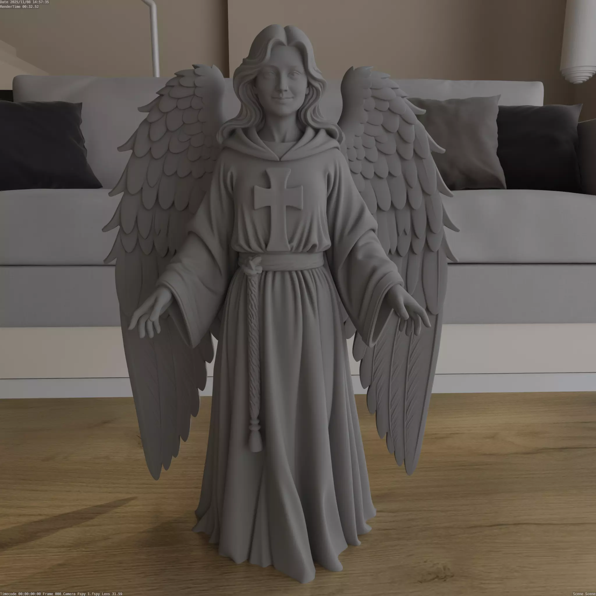 Smiling Christmas Nativity Angel STL Model 3D print model_0