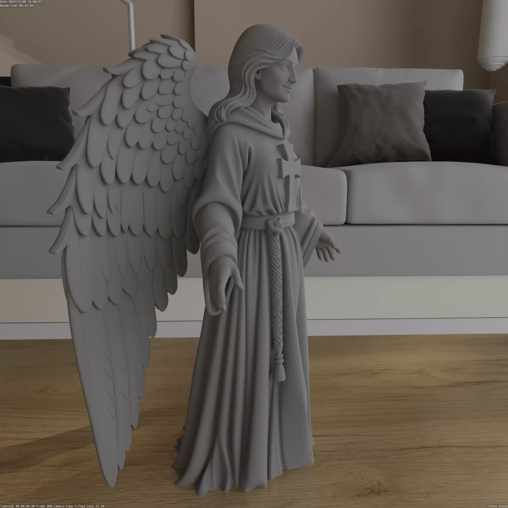 Smiling Christmas Nativity Angel STL Model 3D print model_1