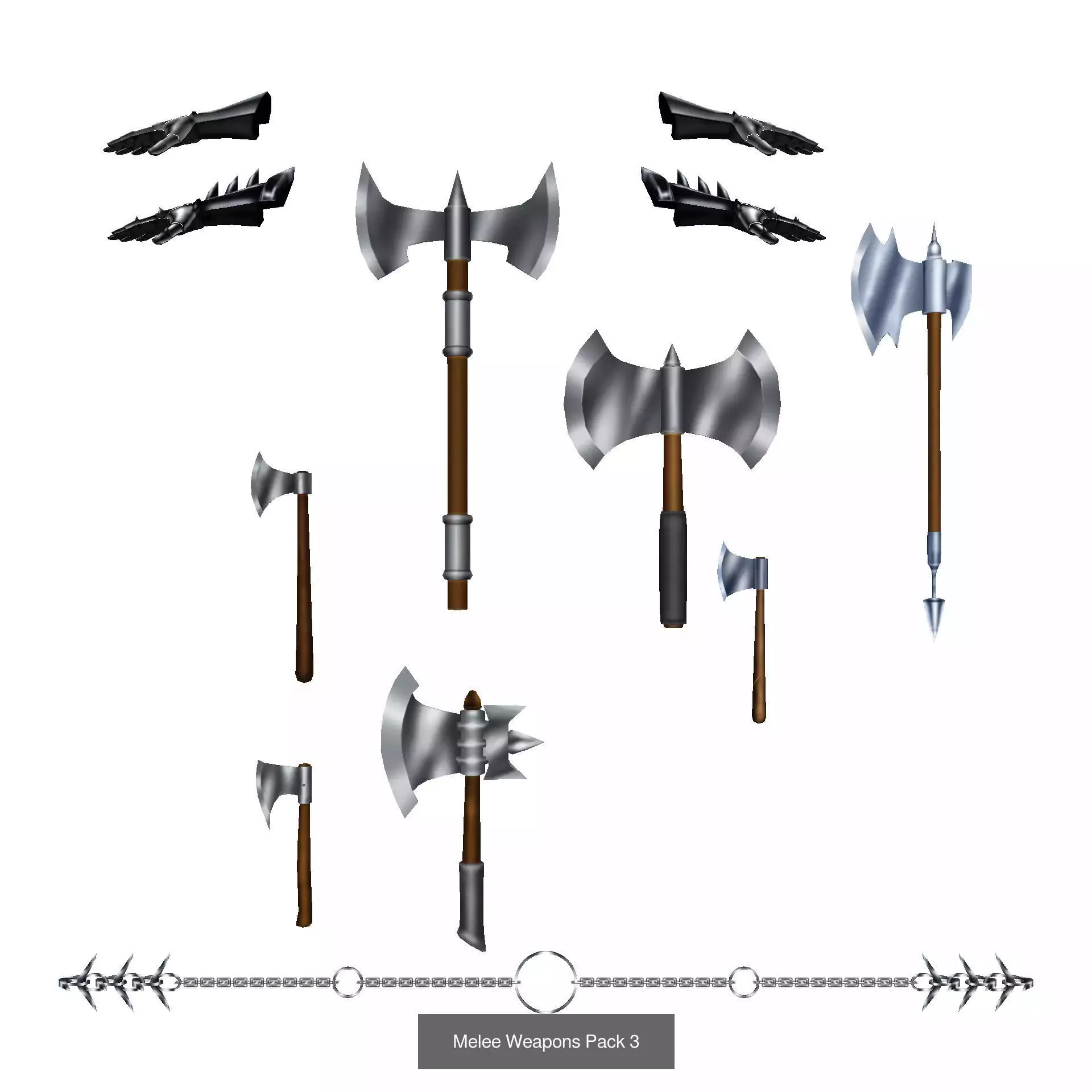 Melee Weapons Buldle 3D Model Collection_3