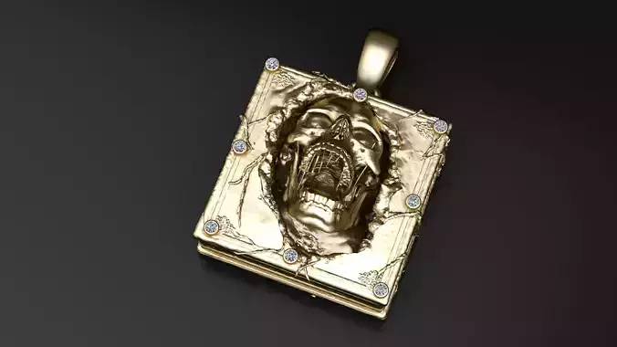Cursed Grimoire Skull Pendant 3D print model