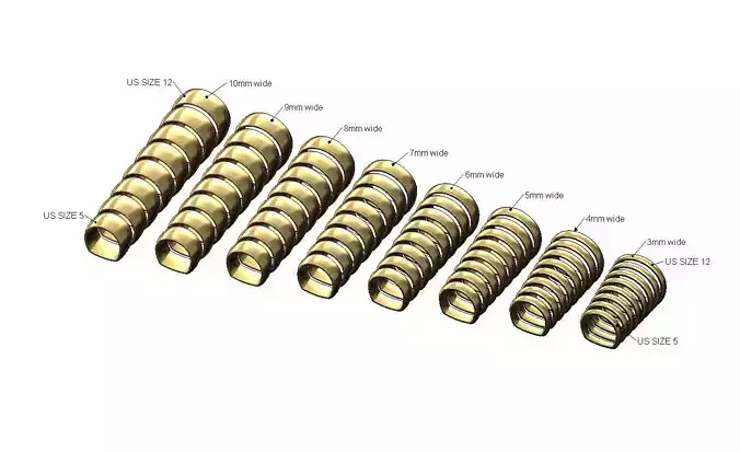 Set 3to10mm wide dome euro shank comfort fit band US sizes 5to12