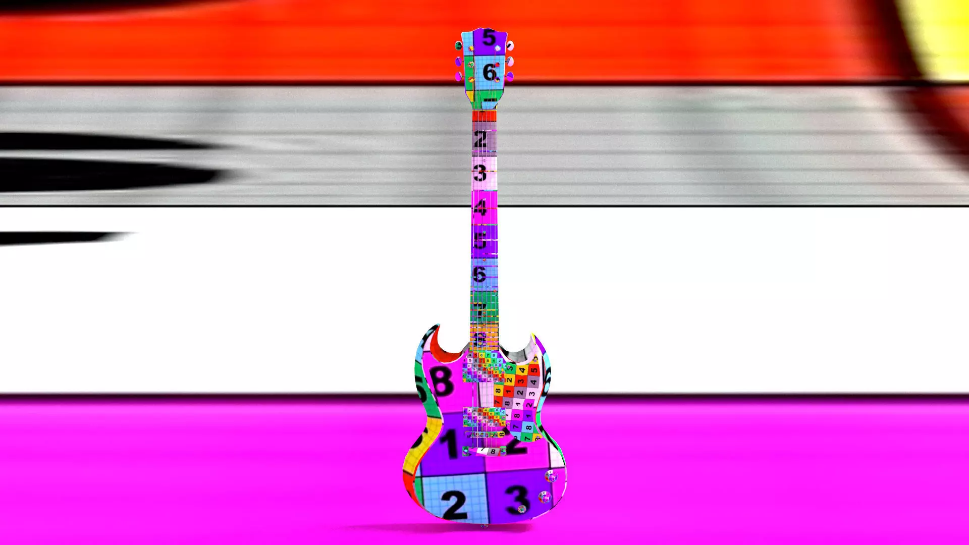 laos SG Style Guitar Low-poly 3D model_10