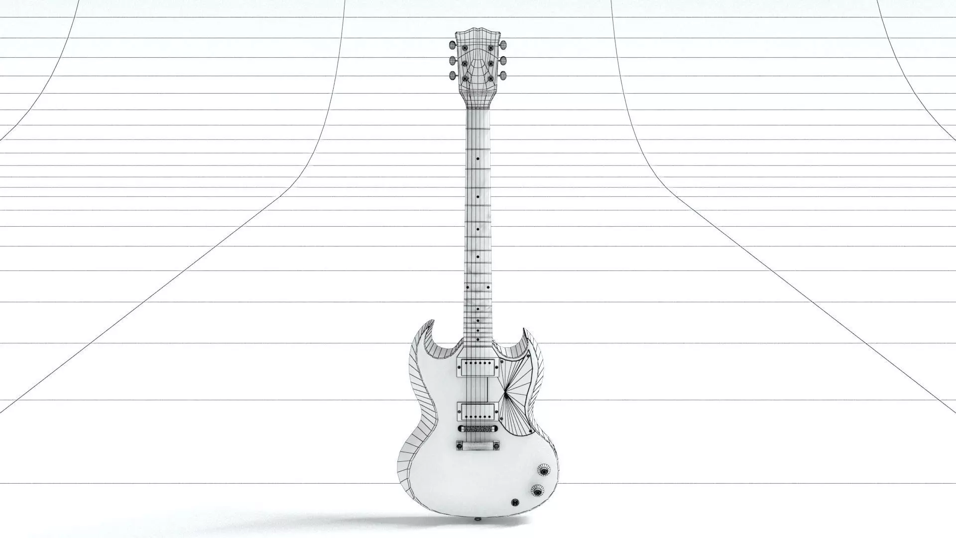 laos SG Style Guitar Low-poly 3D model_5