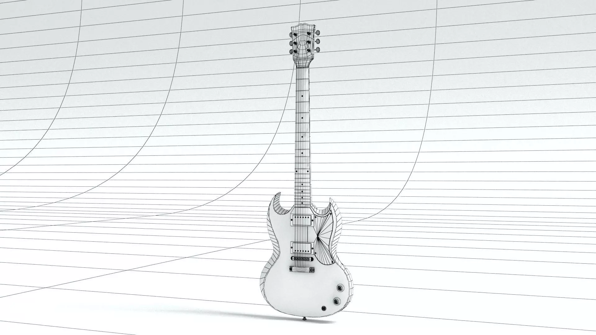 laos SG Style Guitar Low-poly 3D model_7