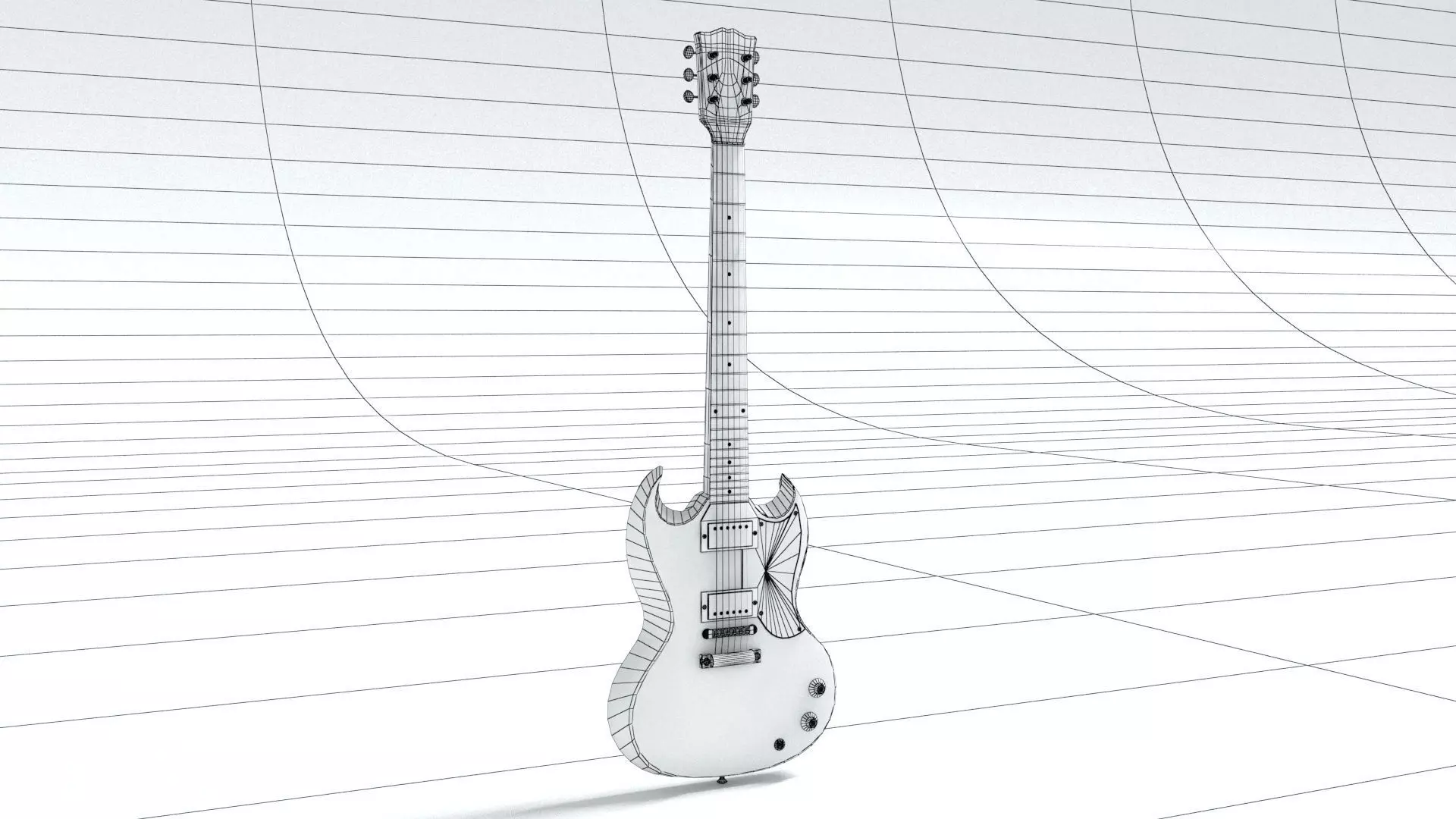 laos SG Style Guitar Low-poly 3D model_6