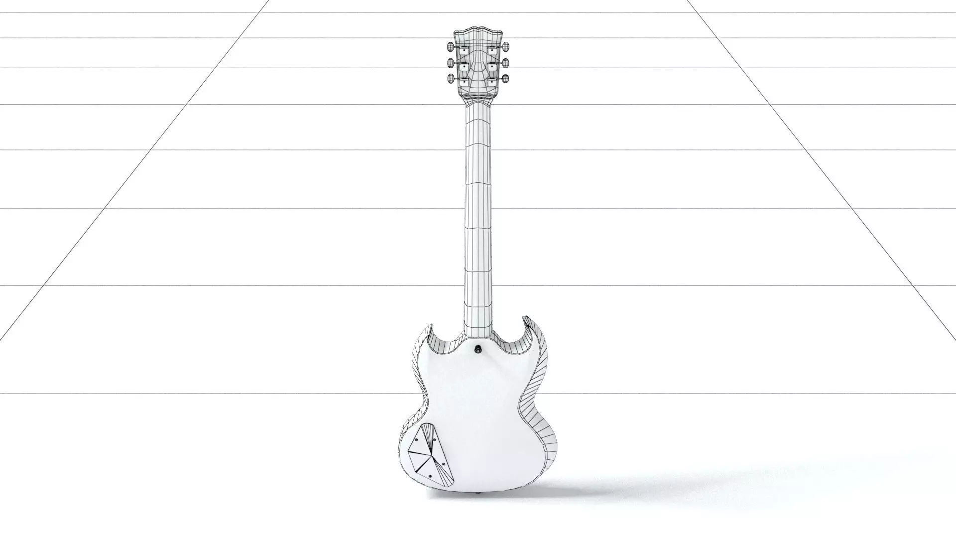 laos SG Style Guitar Low-poly 3D model_8