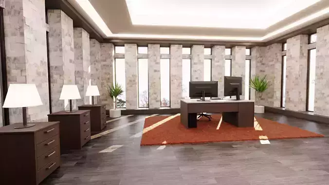 Office Interior V2 - Executive Management Workspace Environment