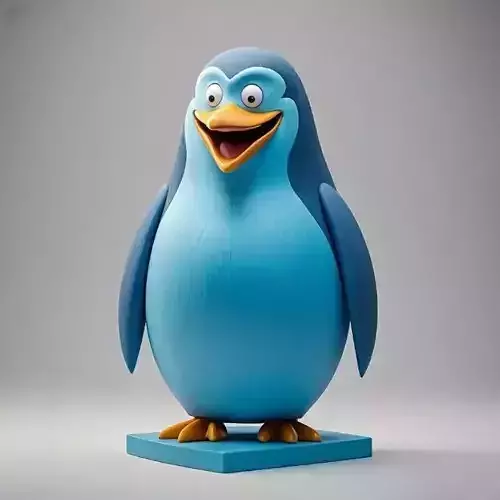 2761  Smiling Penguin   Color 3D Model on Pedestal  pug