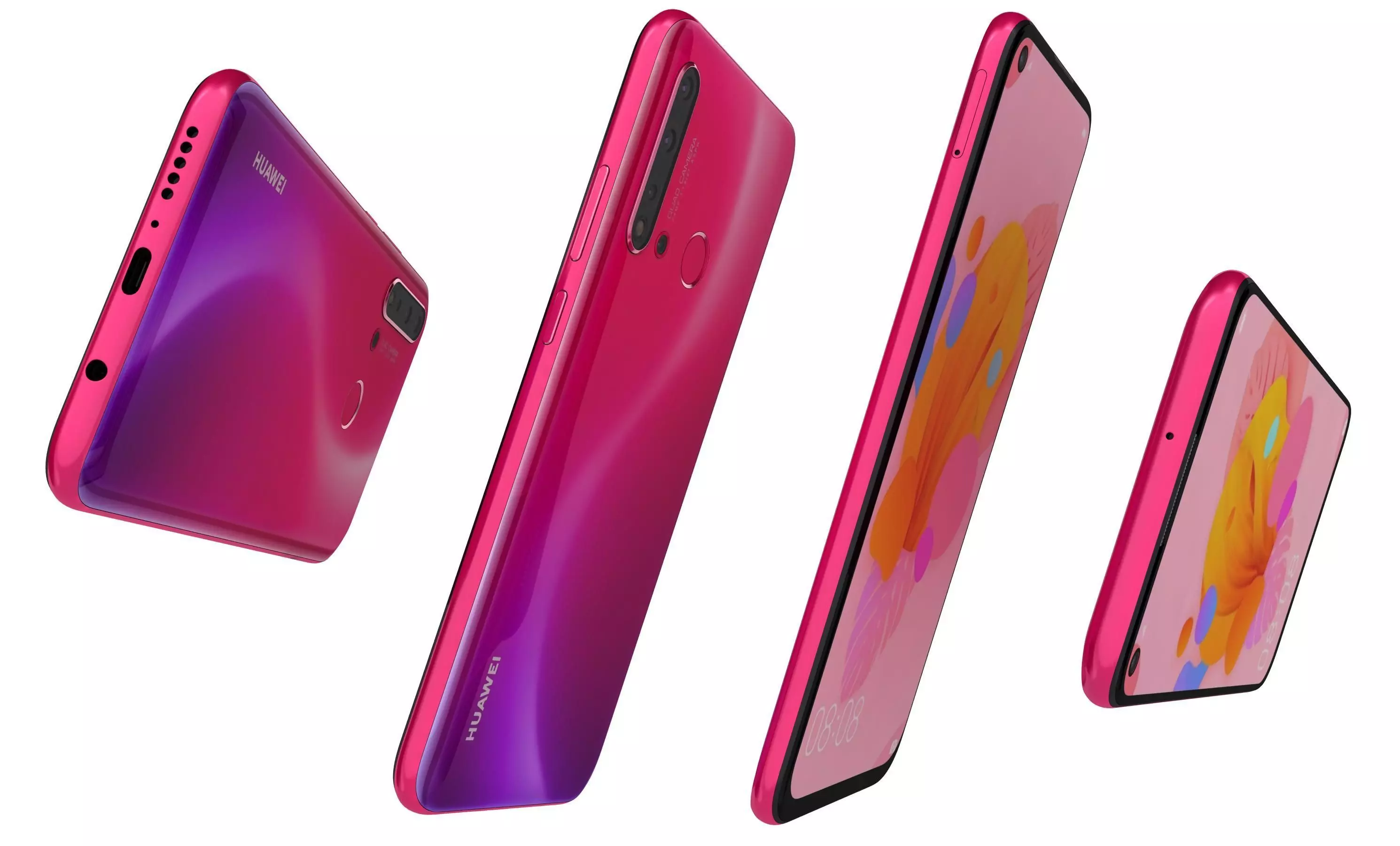 Huawei Nova 5i Red High Poly 3D model_5