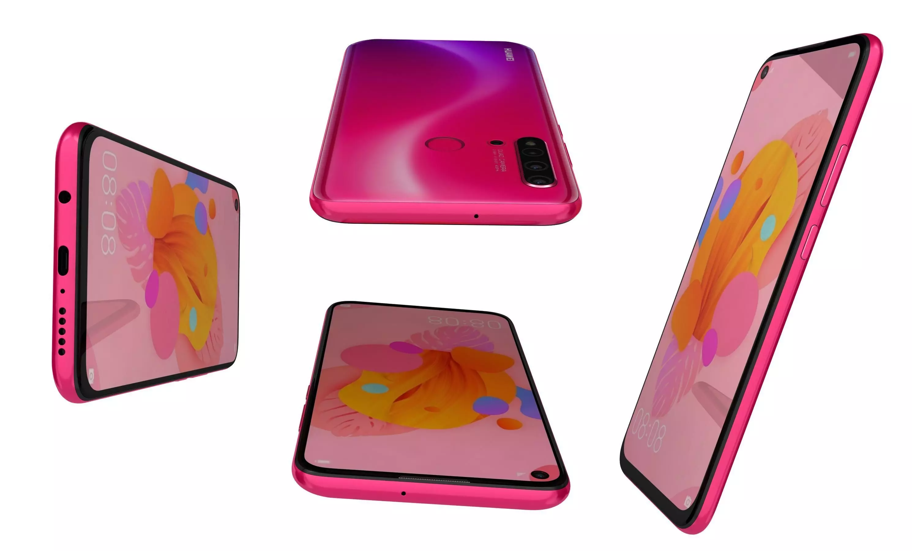 Huawei Nova 5i Red High Poly 3D model_7