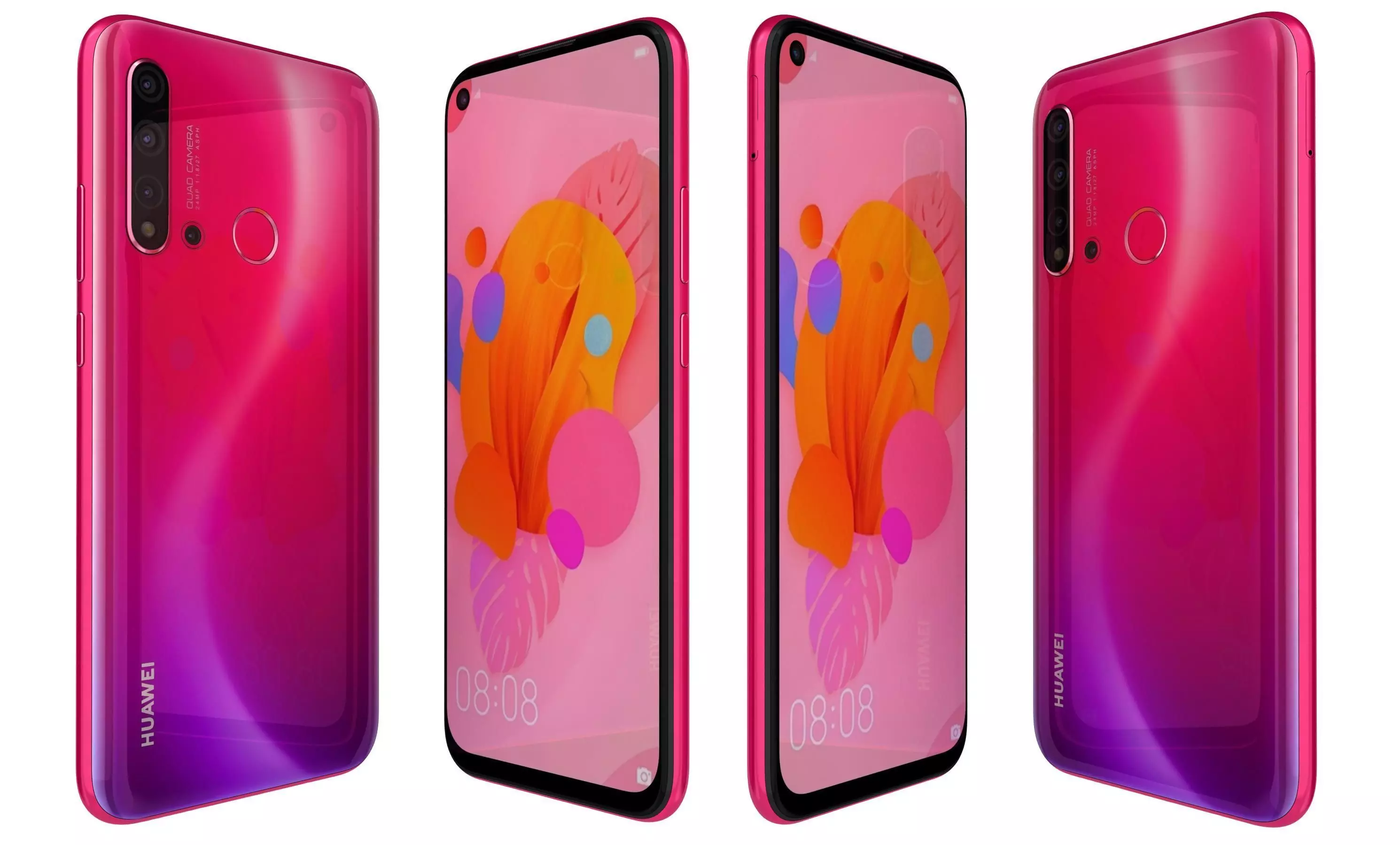 Huawei Nova 5i Red High Poly 3D model_0