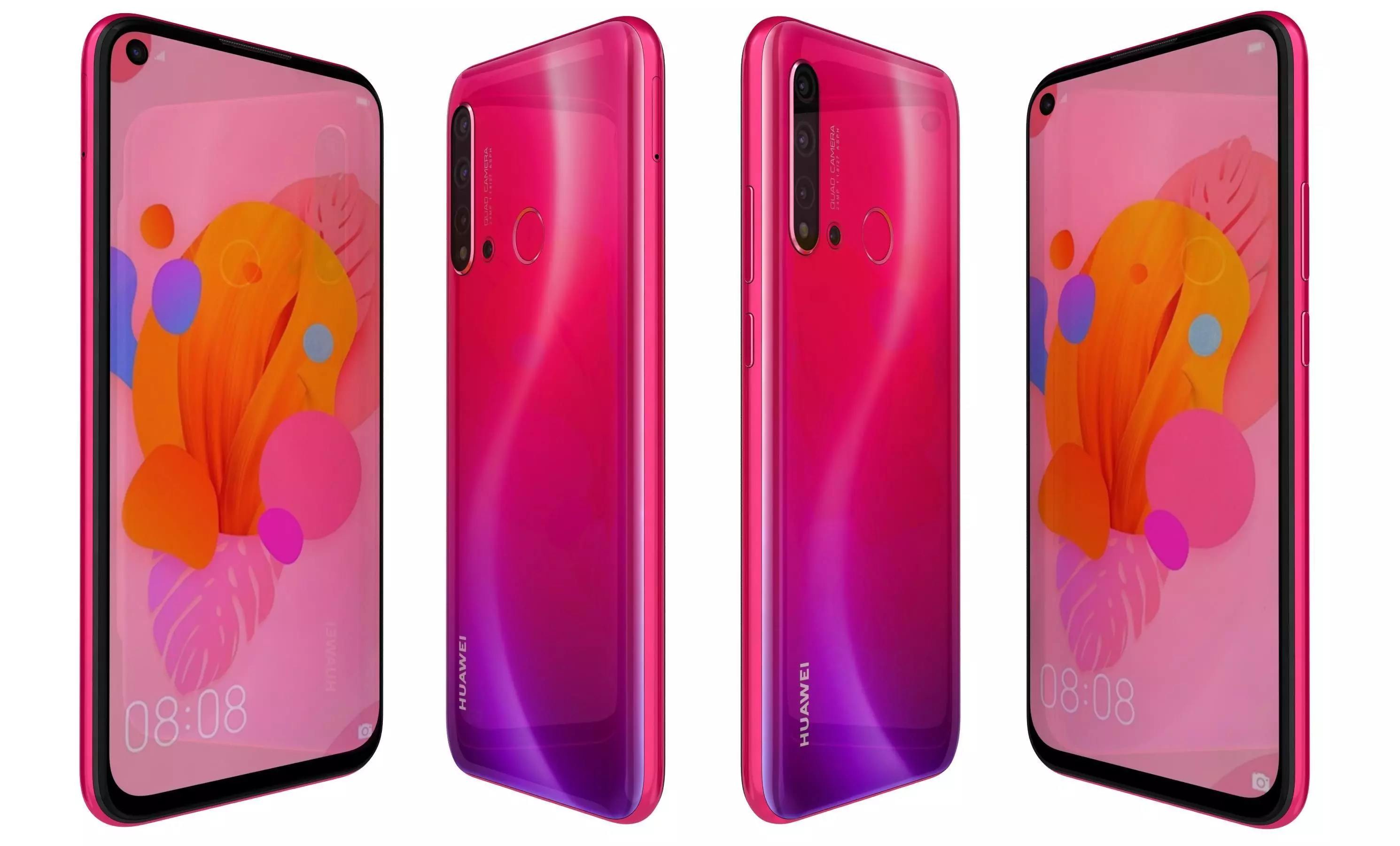 Huawei Nova 5i Red High Poly 3D model_25