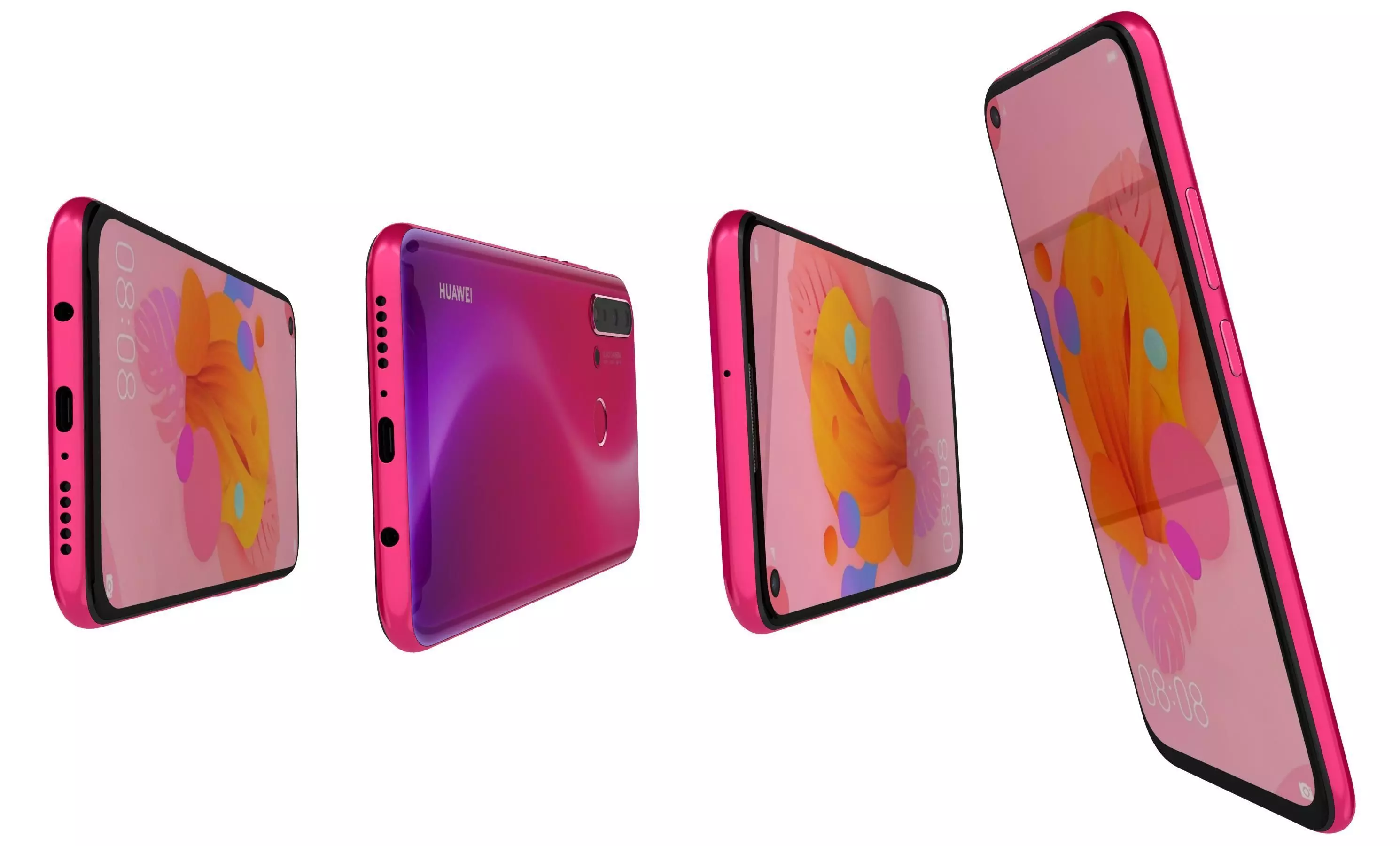 Huawei Nova 5i Red High Poly 3D model_6