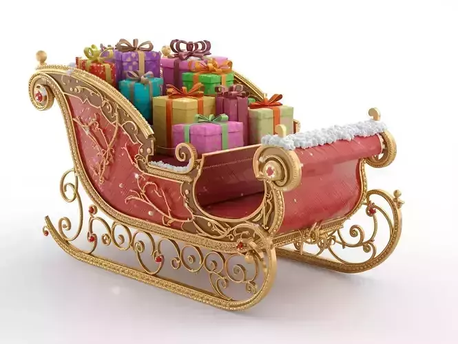 Santa Sleigh Full of Presents 3D Model Christmas Centerpiece Low-poly 3D model Santa Sleigh Full of Presents 3D Model Christmas Centerpiece Low-poly 3D model