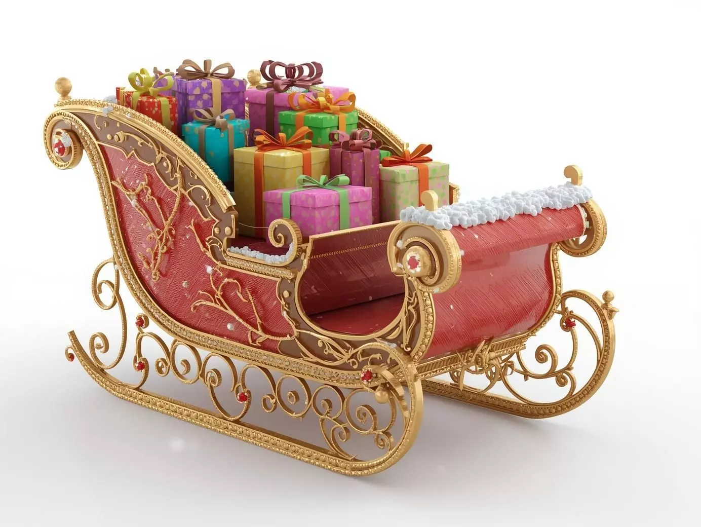 Santa Sleigh Full of Presents 3D Model Christmas Centerpiece Low-poly 3D model_0