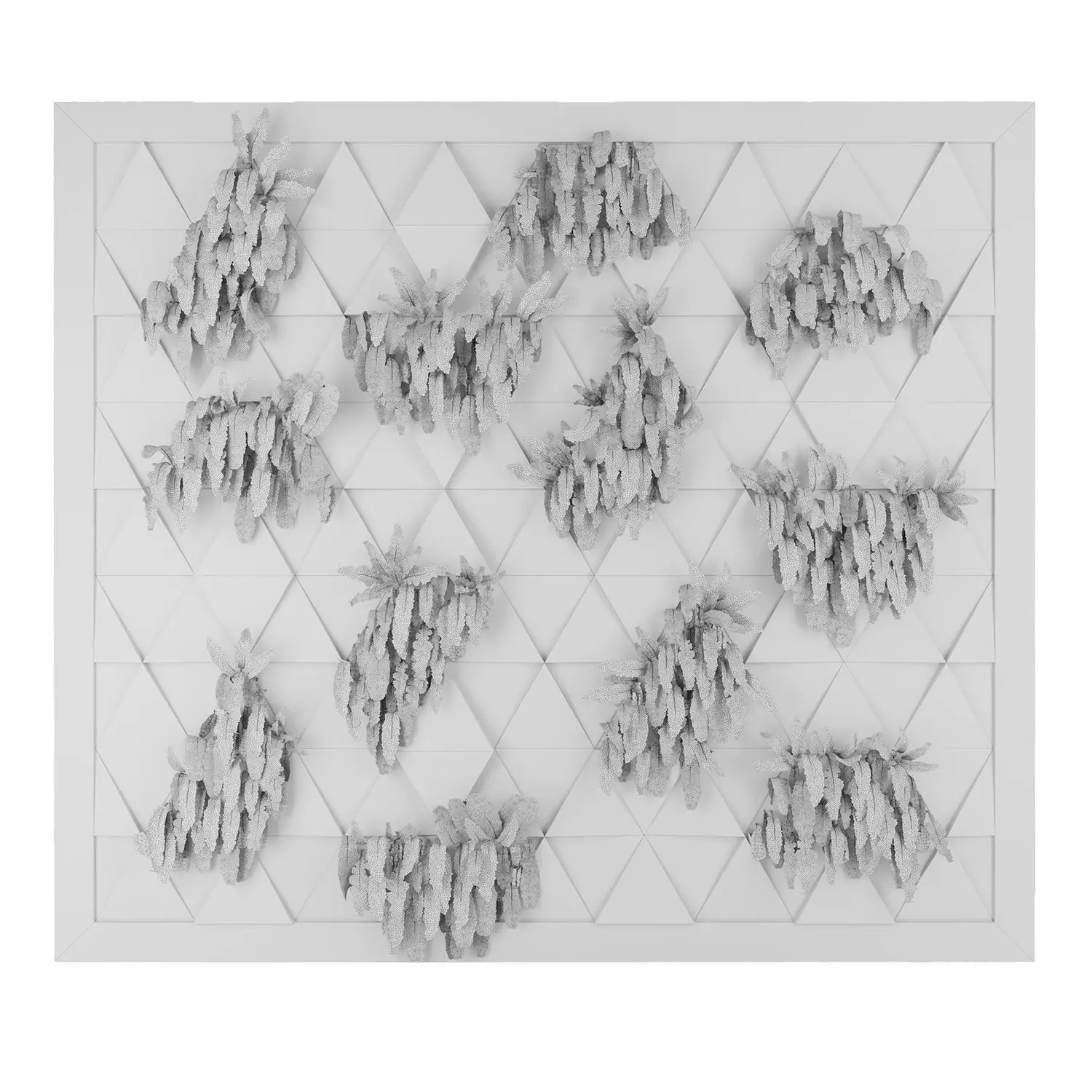 Wooden Wall Panel with Decorative Green Plants 3D model_3