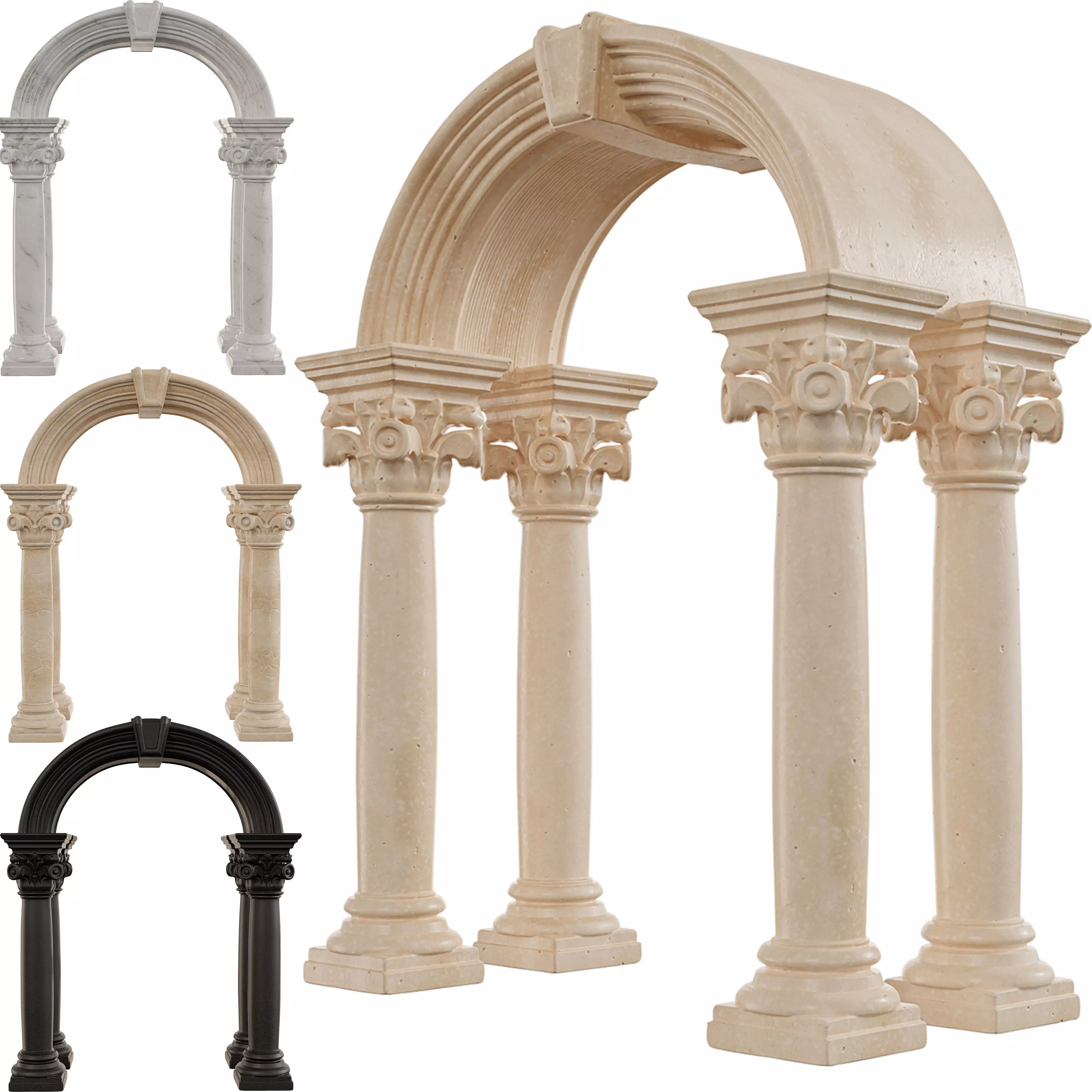 Classical ARC01 Ornate Arches with Corinthian Columns Low-poly 3D model_5