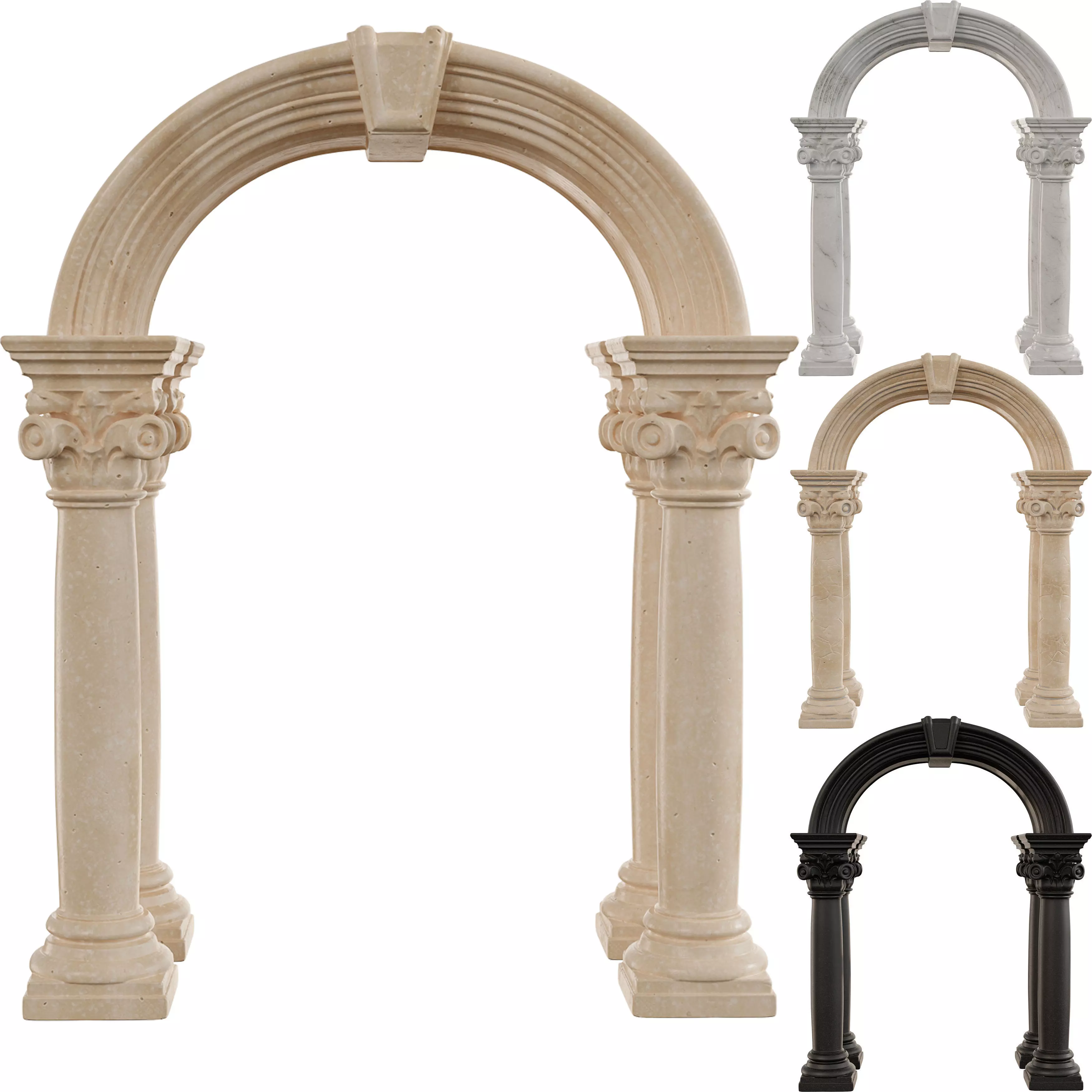 Classical ARC01 Ornate Arches with Corinthian Columns Low-poly 3D model_2