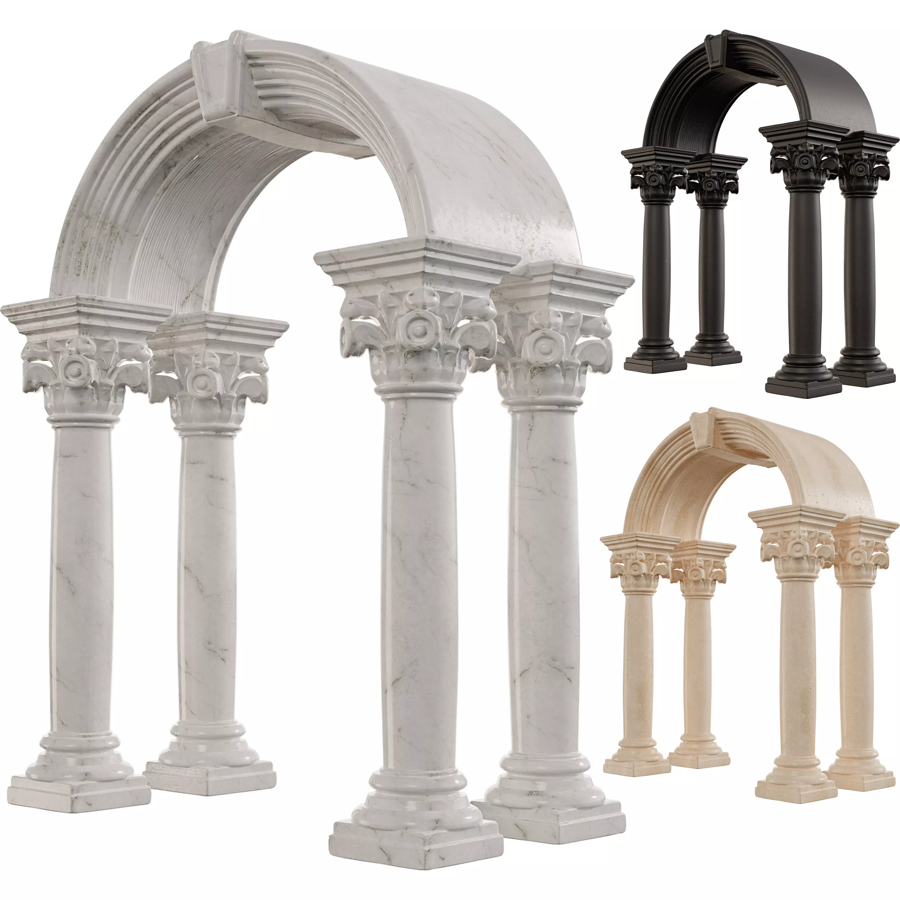Classical ARC01 Ornate Arches with Corinthian Columns Low-poly 3D model_6