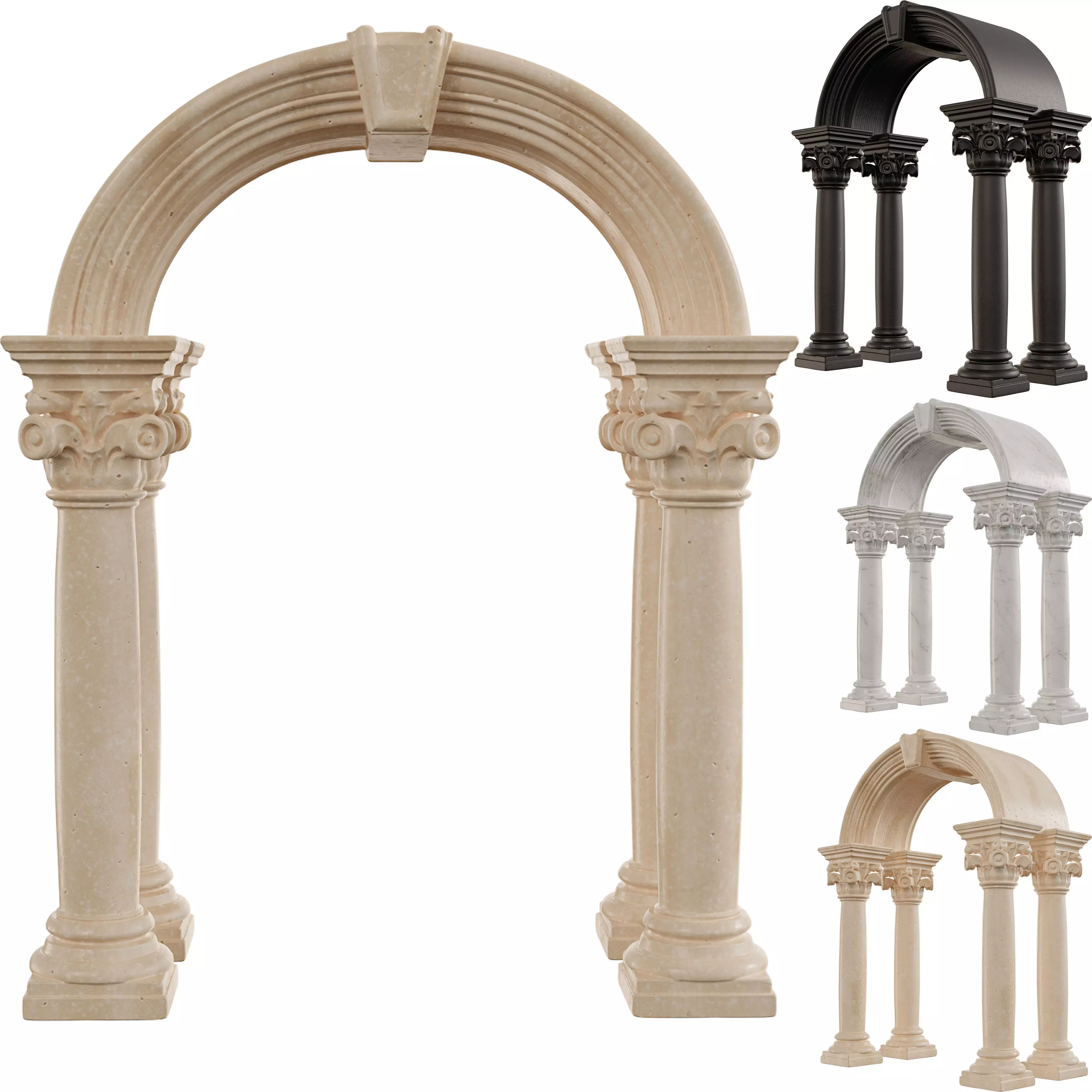 Classical ARC01 Ornate Arches with Corinthian Columns Low-poly 3D model_4
