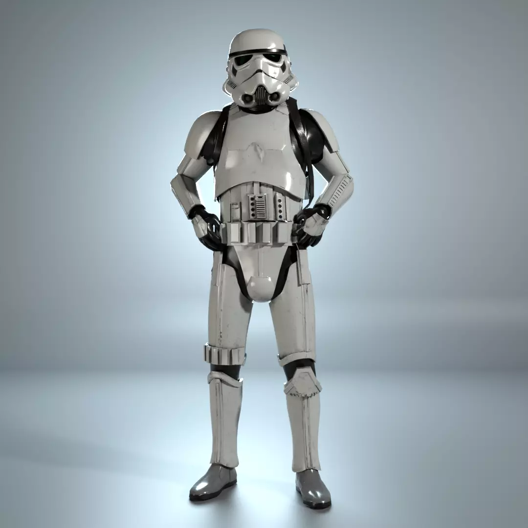 Stormtrooper Imperial assets Low-poly 3D model_1