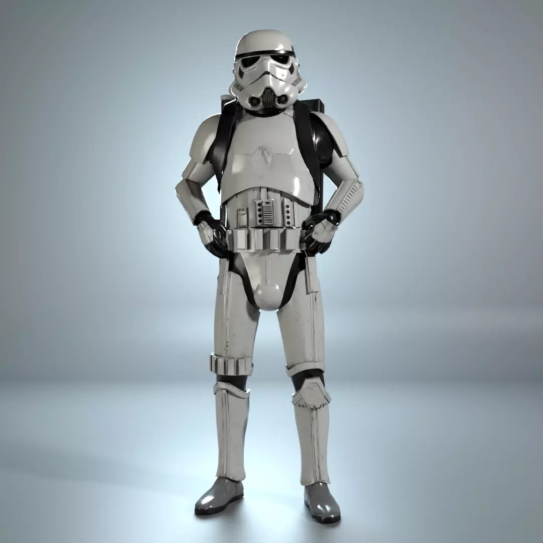 Stormtrooper Imperial assets Low-poly 3D model_0