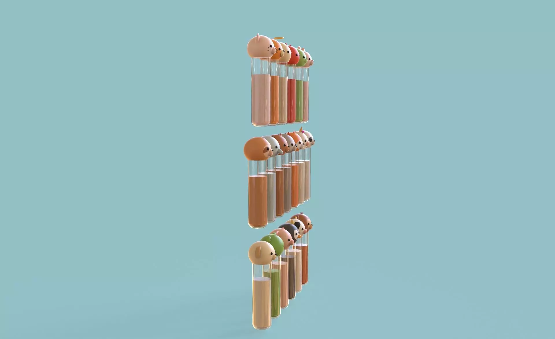 Cute Animal Cap Test Tube School Science Prop 01 Low-poly 3D model_2