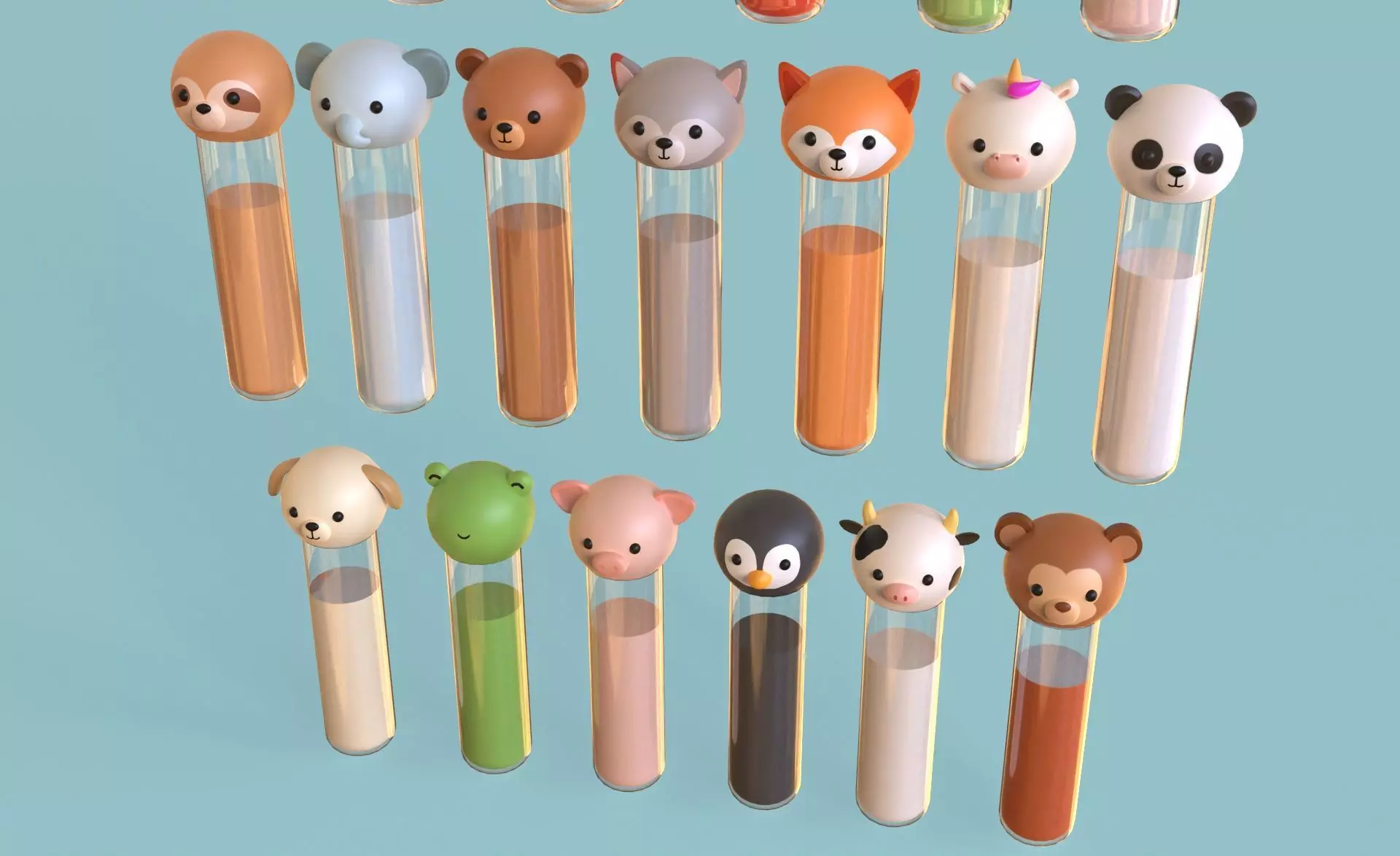 Cute Animal Cap Test Tube School Science Prop 01 Low-poly 3D model_4