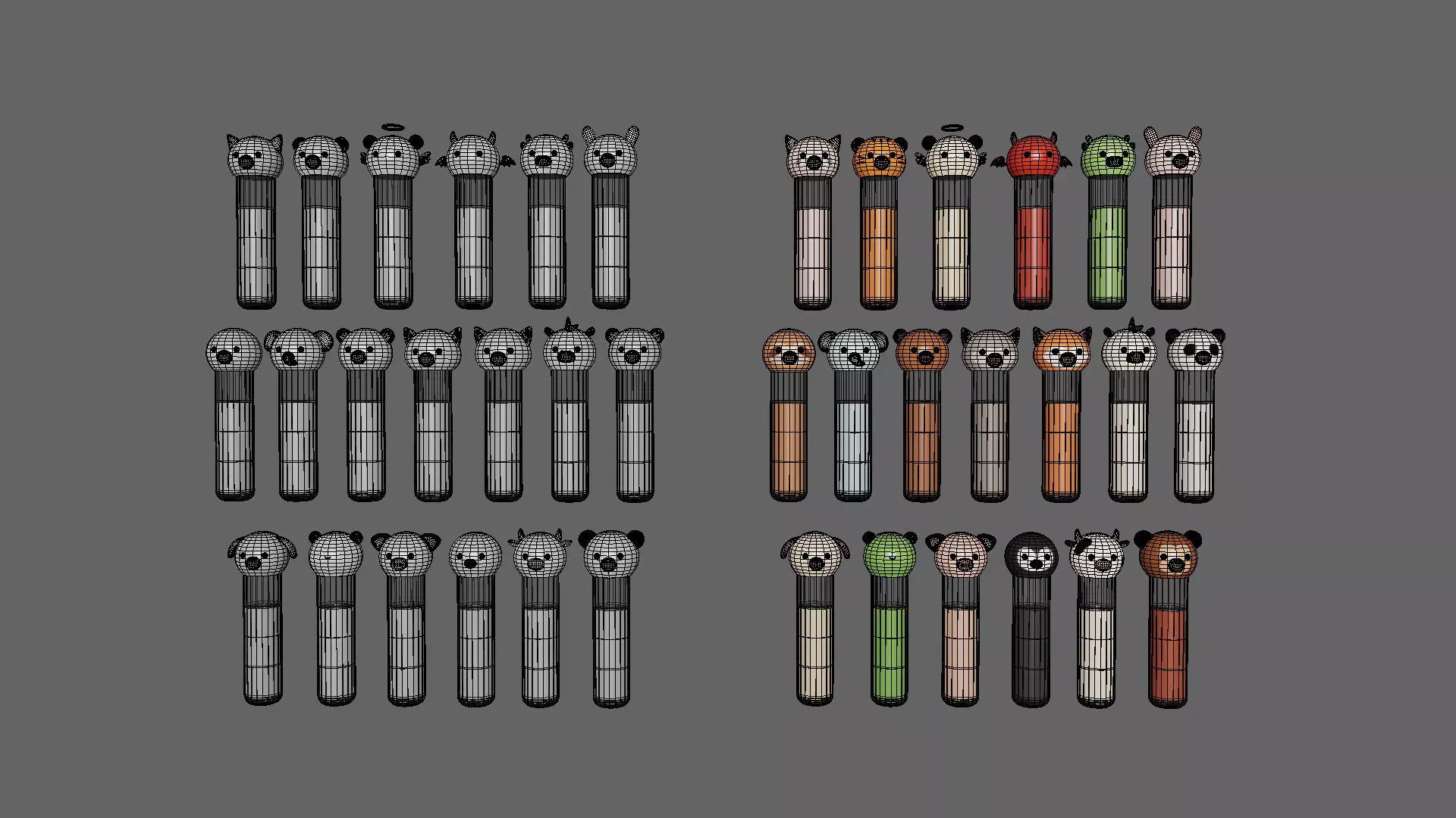 Cute Animal Cap Test Tube School Science Prop 01 Low-poly 3D model_6