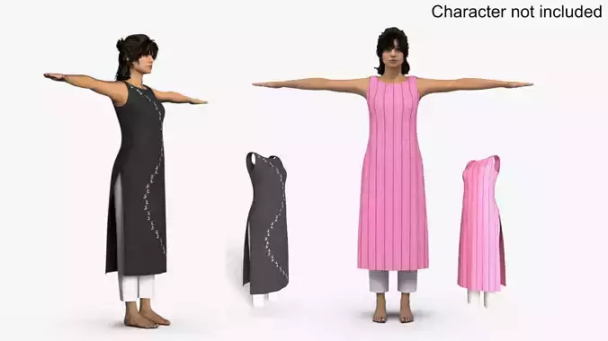 Female Traditional Kurti Pants Outfit Casual Ethnic