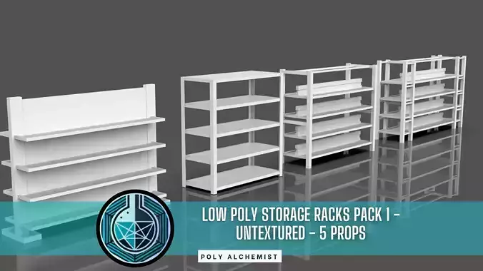 Low Poly Storage Racks Pack - 1 - Untextured 