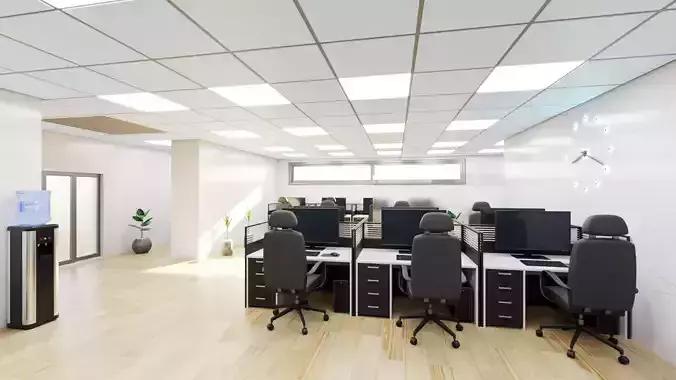 Office Interior V4 - Modern Open Space Workplace Environment