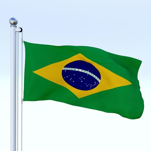 Animated Brazil Flag Low-poly 3D model