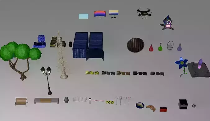 41 Stylized Low Poly Props Pack   Game Ready Assets Collection