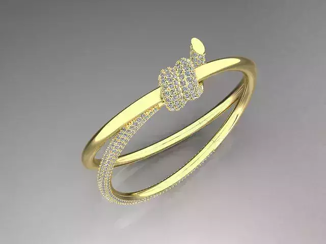 Tiffany Knot Double Row Hinged Bangle Bracelet 