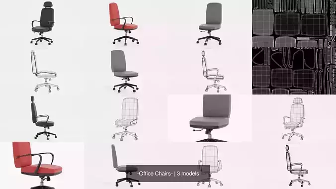 -Office Chairs- 3D Model Collection