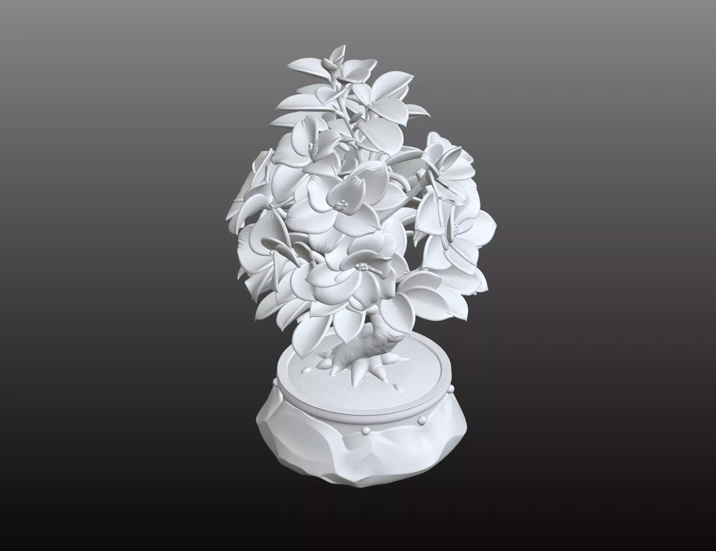 White Bonsai Art STL Botanical 3D Model 3D print model_2