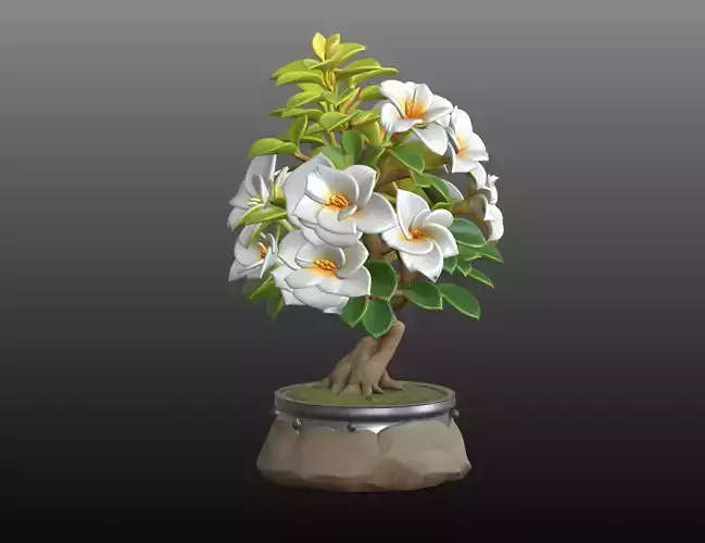 White Bonsai Art STL Botanical 3D Model 3D print model