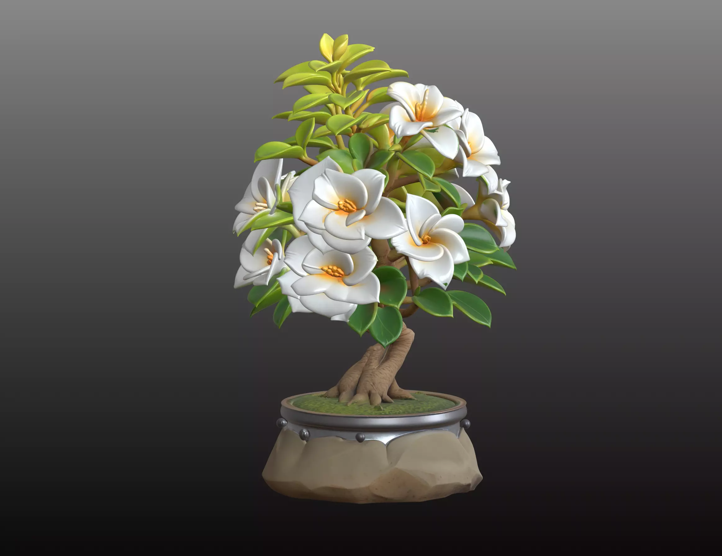 White Bonsai Art STL Botanical 3D Model 3D print model_0