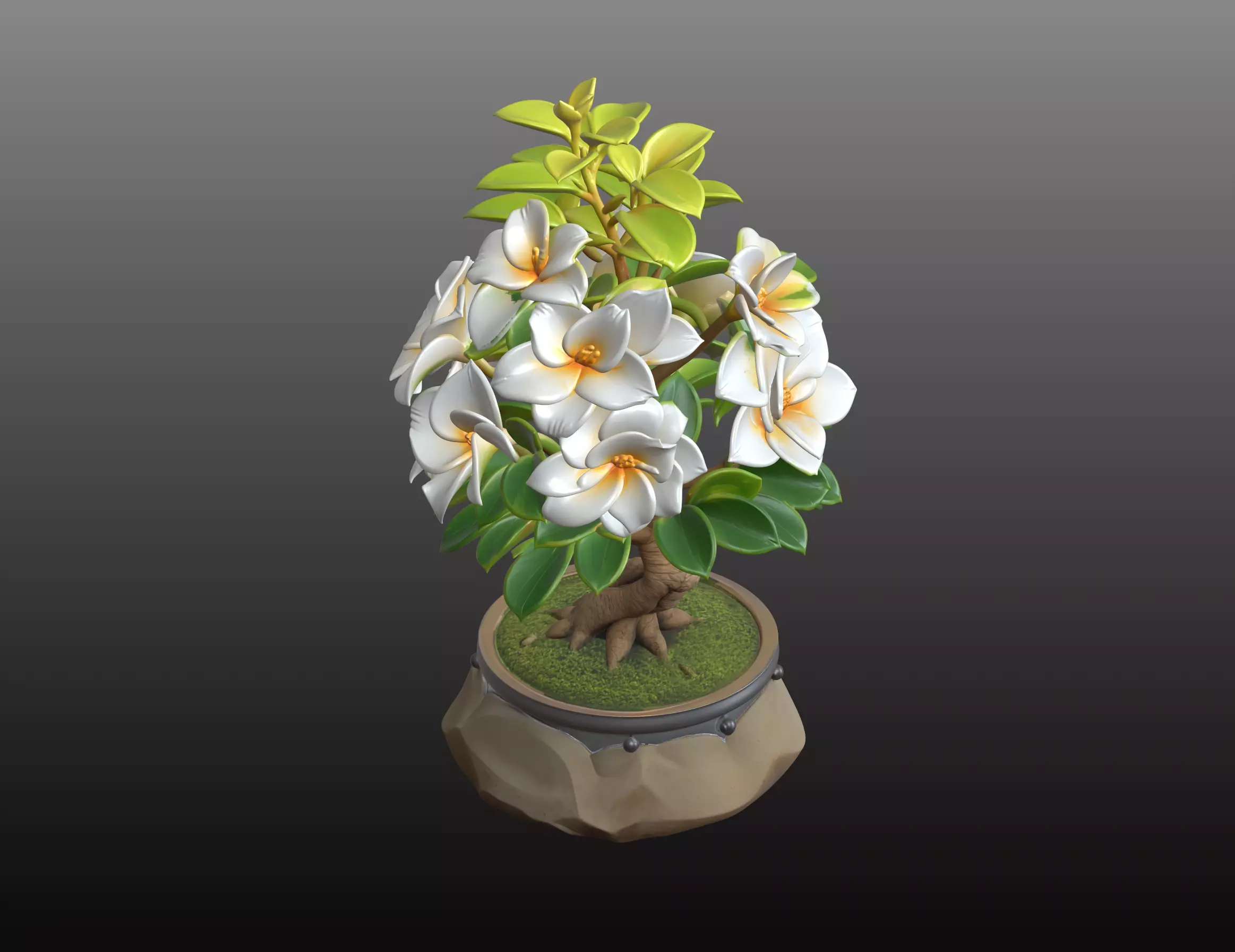 White Bonsai Art STL Botanical 3D Model 3D print model_1