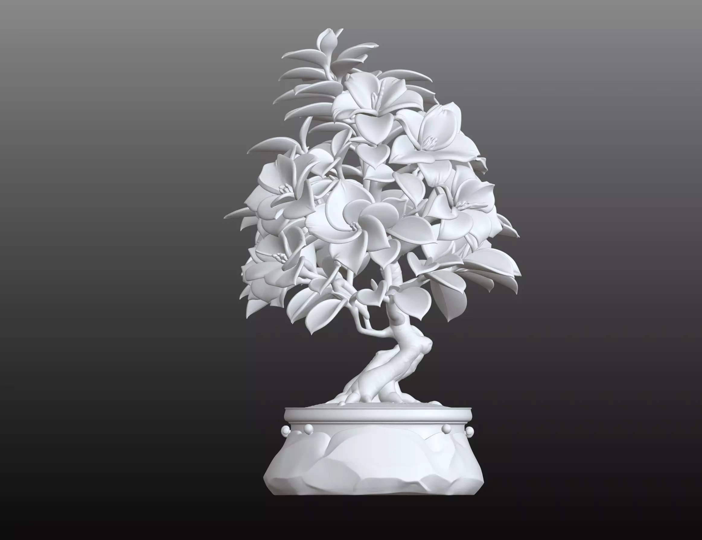 White Bonsai Art STL Botanical 3D Model 3D print model_3