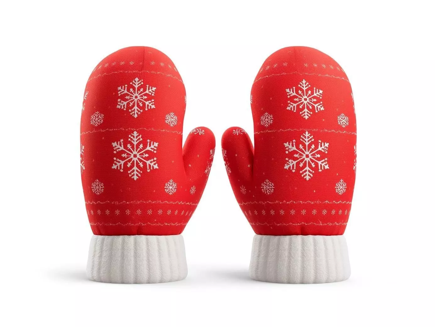 Christmas Snowflake Mittens 3D Model Cozy Winter Wear Low-poly 3D model_0