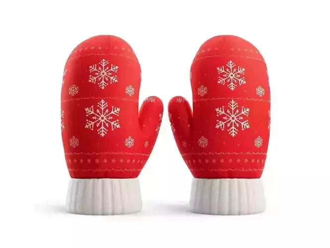 Christmas Snowflake Mittens 3D Model Cozy Winter Wear Low-poly 3D model Christmas Snowflake Mittens 3D Model Cozy Winter Wear Low-poly 3D model