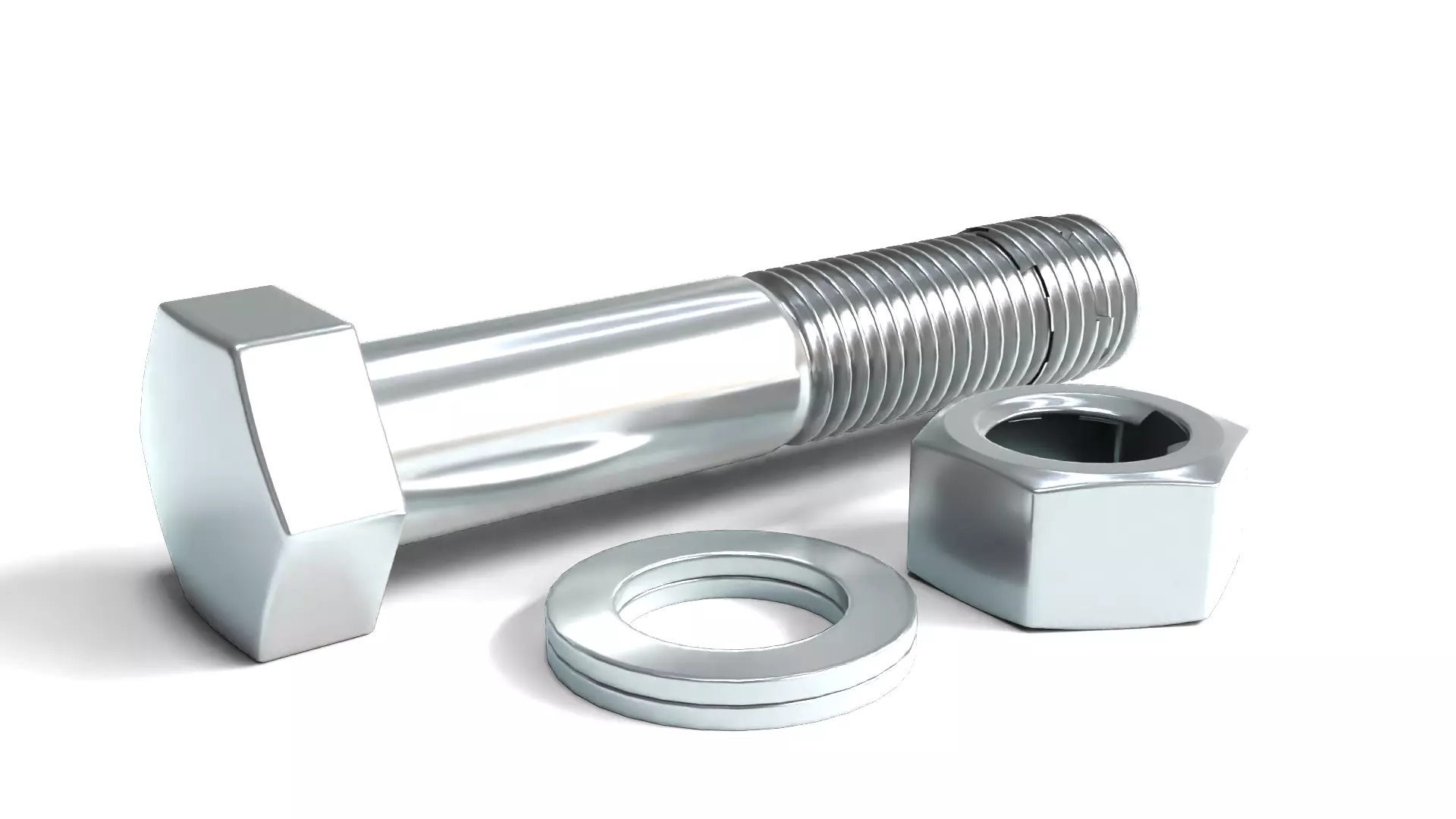 Bolt Nut And Washer Set 3D model 3D model