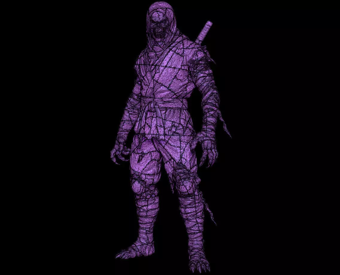 Ninja Mummy Warrior Wrapped Undead Assassin Highpoly Game Sculpt 3D print model_8